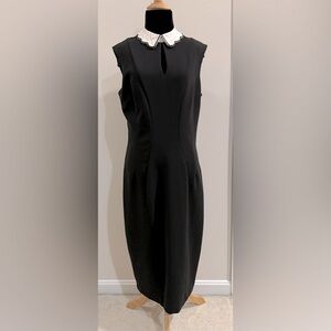 Eva Mendes Black Sleeveless Collared Dresss